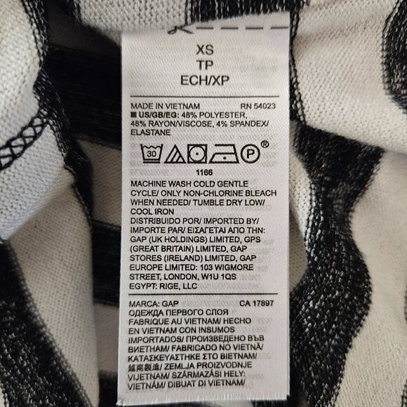 GAP Women’s Size XS Black & White Stripe Marled Knit Stretch Tank Top Boatneck - Picture 6 of 6